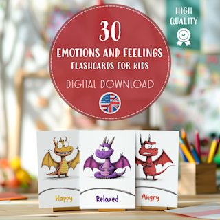 dragon-emotions-flashcards-kids-english - Image 1