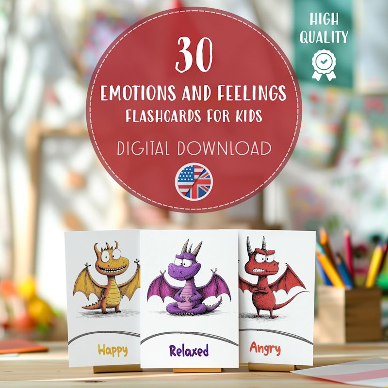dragon-emotions-flashcards-kids-english - Image 1